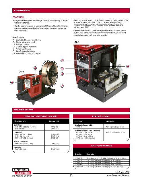 LN-8 and LN-9 Semiautomatic Wire Feeders - cvosupply.com