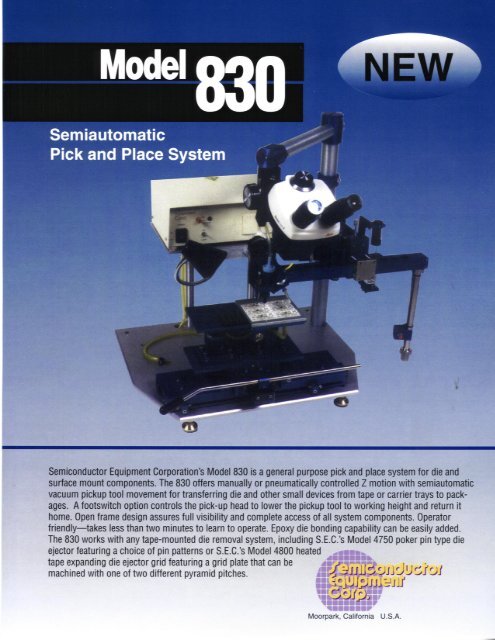 SEC Model 830 Brochure - Semiconductor Equipment Corporation
