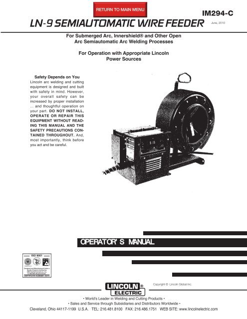 Ln 9 Semiautomatic Wire Feeder Lincoln Electric