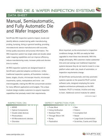 Manual, Semiautomatic, and Fully Automatic Die and Wafer Inspection