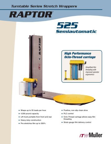 ITW Muller Raptor 525 semiautomatic turntable stretch wrapper pdf