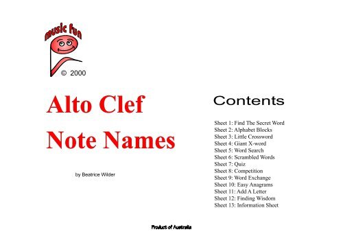 Alto Clef Note Names Music Fun