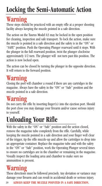 Taurus Rifle Manual