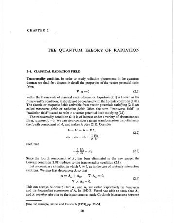 THE QUANTUM THEORY OF RADIATION A