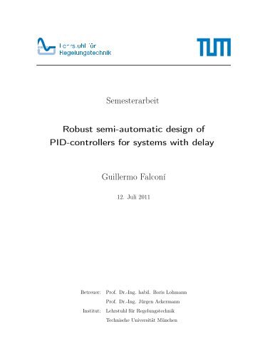 Semesterarbeit Robust semi-automatic design of PID-controllers for ...
