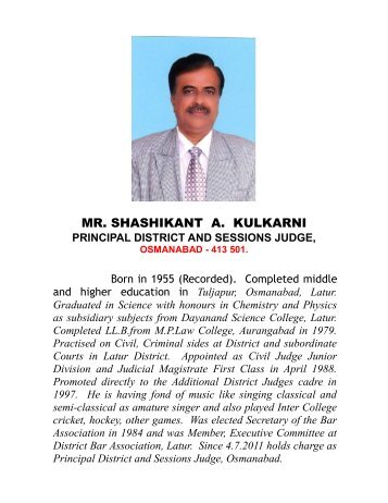 MR. SHASHIKANT A. KULKARNI - District Courts, Maharashtra