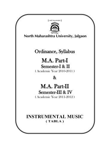 M.A. Music-Tabla - North Maharashtra University
