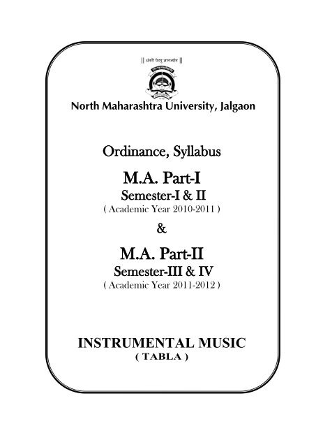 M.A. Music-Tabla - North Maharashtra University