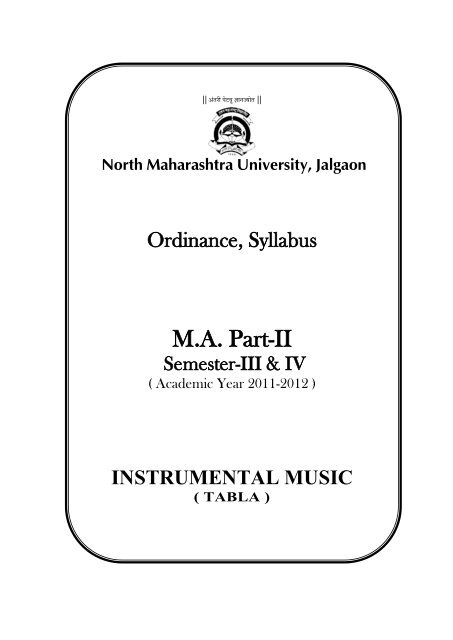 M.A. Music-Tabla - North Maharashtra University