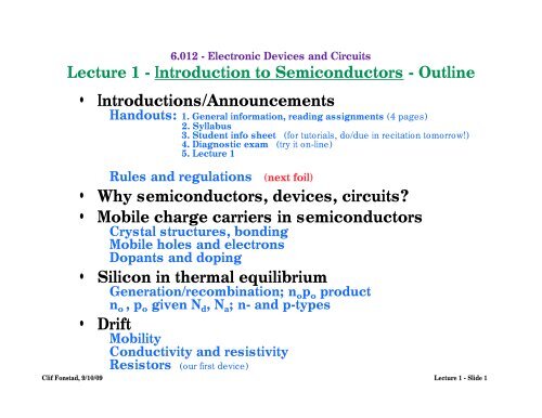 Introduction to Semiconductors - MIT OpenCourseWare