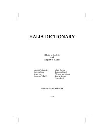 HALIA DICTIONARY