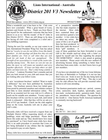 district newsletter may 2012 - District 201V3