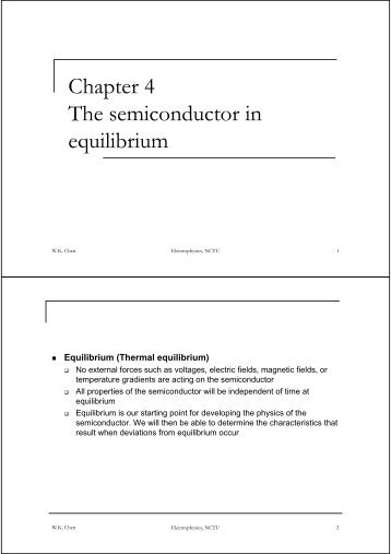 Chapter 4 The semiconductor in equilibrium