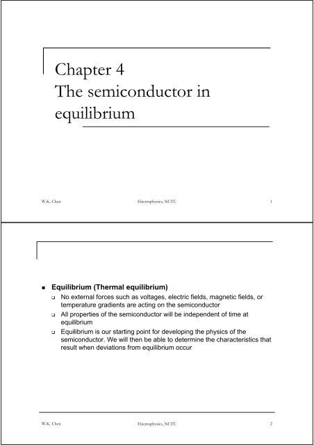 Chapter 4 The semiconductor in equilibrium