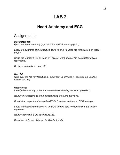 LAB 2 Heart Anatomy and ECG