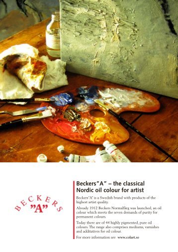 Beckers”A” – the classical Nordic oil colour for artist - Colart