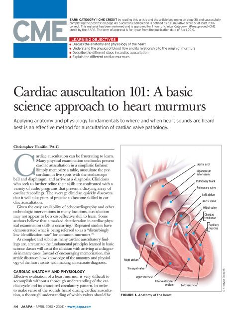 Cardiac auscultation 101: A basic science approach to heart