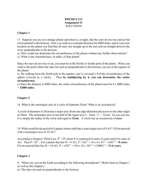 PHYSICS 113 Assignment #1 SOLUTIONS Chapter 1 17. Suppose ...
