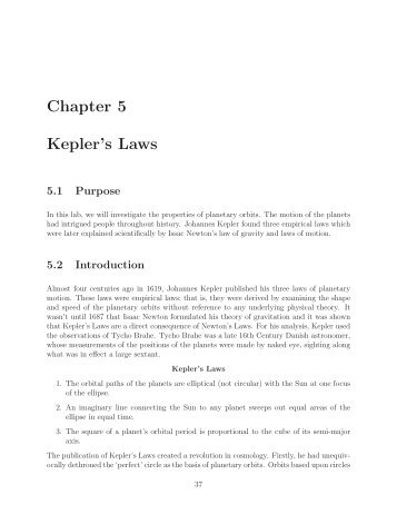 Chapter 5 Kepler's Laws - Physics