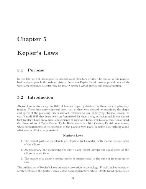 Chapter 5 Kepler's Laws - Physics