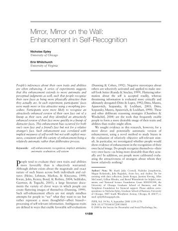 Mirror, Mirror on the Wall: Enhancement in Self-Recognition - Faculty