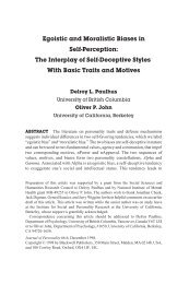 Egoistic and Moralistic Biases in Self-Perception - University of ...