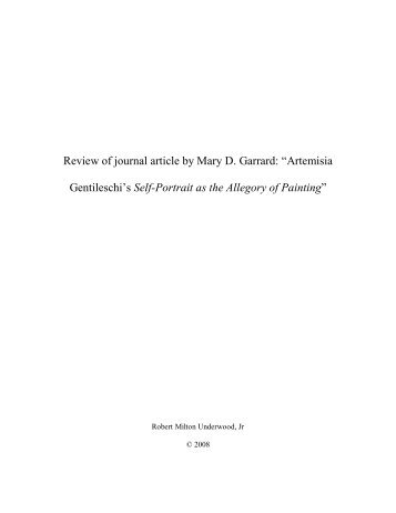 Review of journal article by Mary D. Garrard: “Artemisia Gentileschi's ...