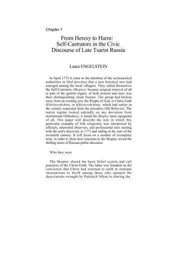 From Heresy to Harm: Self-Castrators in the Civic Discourse of Late ...