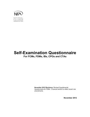 Self-Examination Questionnaire - National Futures Association