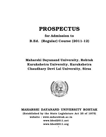 PROSPECTUS - Maharshi Dayanand University, Rohtak