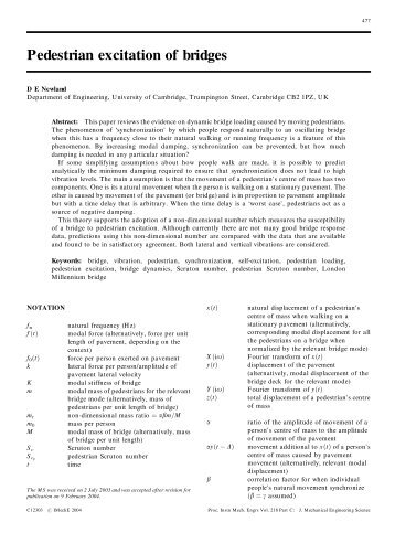 Pedestrian excitation of bridges - University of Cambridge