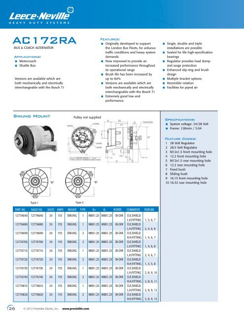 Alternators & Starter Motors Buyer's Guide - Prestolite Electric Inc.