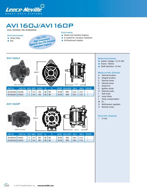 Alternators & Starter Motors Buyer's Guide - Prestolite Electric Inc.