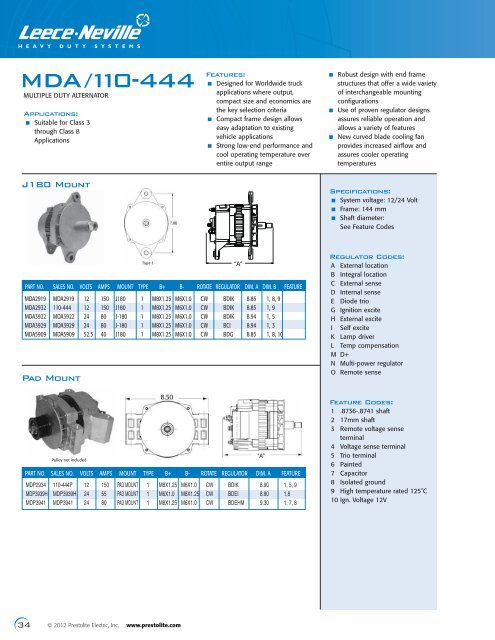 Alternators & Starter Motors Buyer's Guide - Prestolite Electric Inc.