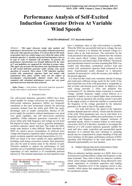 Performance Analysis of Self-Excited Induction Generator