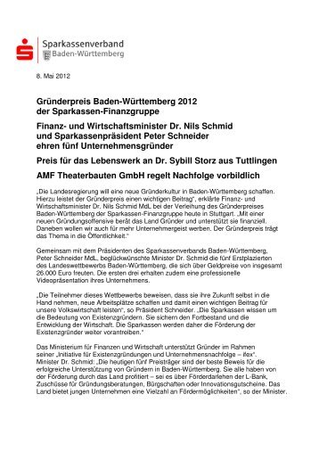 Pressemitteilung Gründerpreis 2012 - Sparkassenverband Baden ...