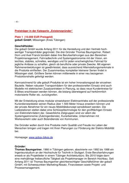 Pressemitteilung Gründerpreis 2012 - Sparkassenverband Baden ...