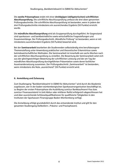 Bankbetriebswirt/-in (SBW) für Abiturienten - Sparkassenverband ...