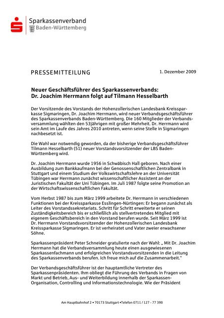Joachim Herrmann neuer VGF - Sparkassenverband Baden ...