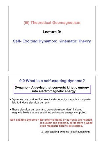 (iii) Theoretical Geomagnetism Lecture 9: Self- Exciting Dynamos ...