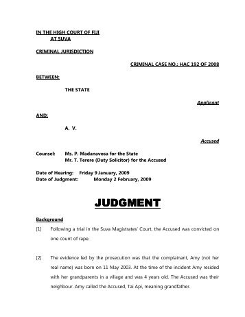 A.V v State Judgment. - Judiciary of Fiji