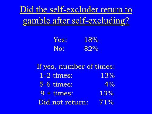 Ongoing Evaluation of a Self-Exclusion Program - Connecticut ...