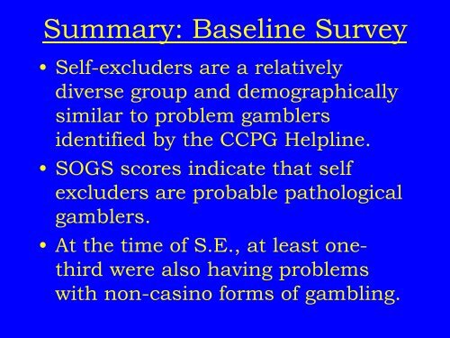 Ongoing Evaluation of a Self-Exclusion Program - Connecticut ...