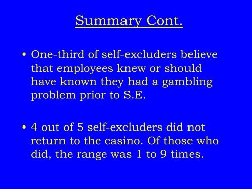 Ongoing Evaluation of a Self-Exclusion Program - Connecticut ...