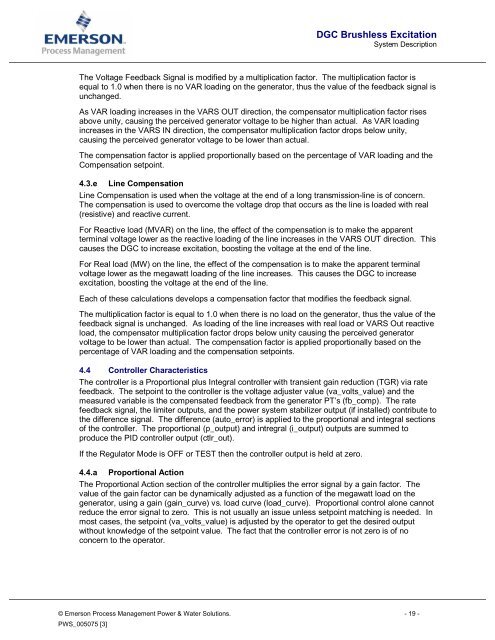 DGC Brushless Excitation - Emerson Process Management