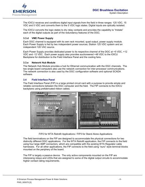 DGC Brushless Excitation - Emerson Process Management