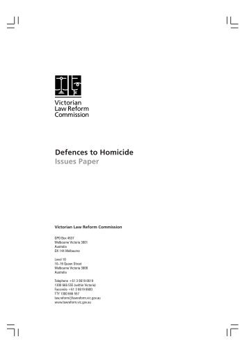 Defences to Homicide Issues Paper - Victorian Law Reform ...