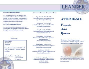 Read Attendance Brochure - Leander Independent School District