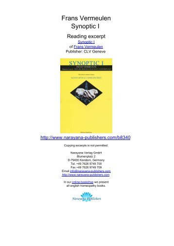 Frans Vermeulen Synoptic I - Homeopathy books, Narayana ...