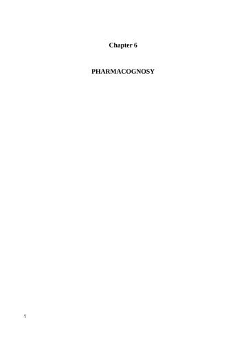 Chapter 6 PHARMACOGNOSY